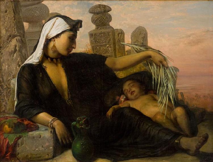Elisabeth Jerichau Baumann Egyptian Fellah woman with her child. Sweden oil painting art